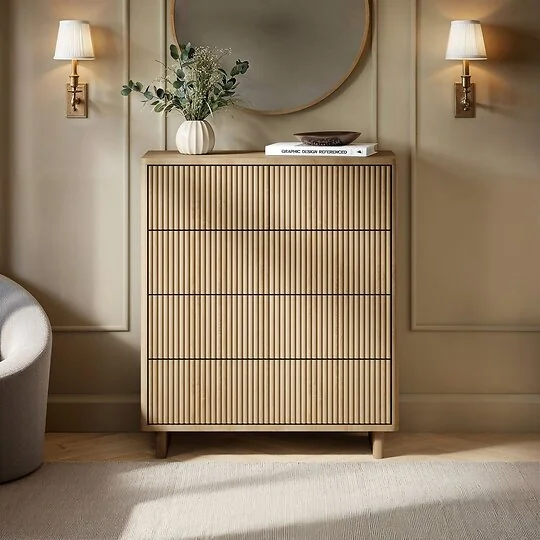 SOLACE+CO Velmor ribbed chest of 5 drawers in oak