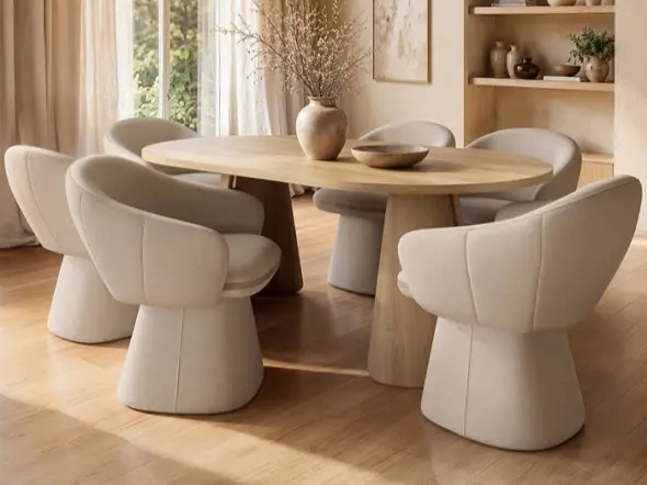 SOLACE+CO Ebony Extendable Dining Set with Sylvia Chairs