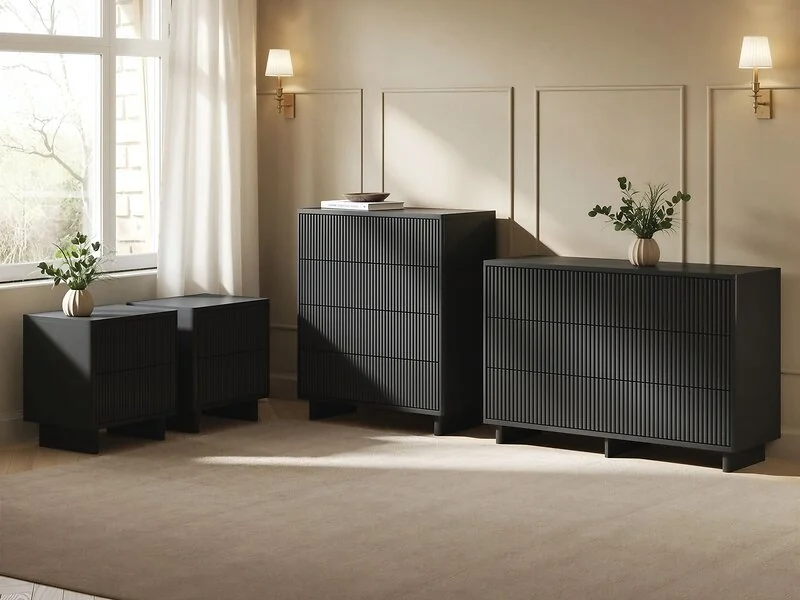SOLACE+CO Velmor 4 Piece Ribbed Bedroom Furniture Set