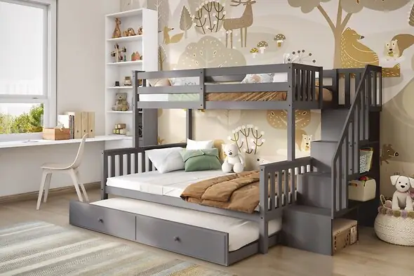 Flair Tag Triple Staircase Bunk With Trundle