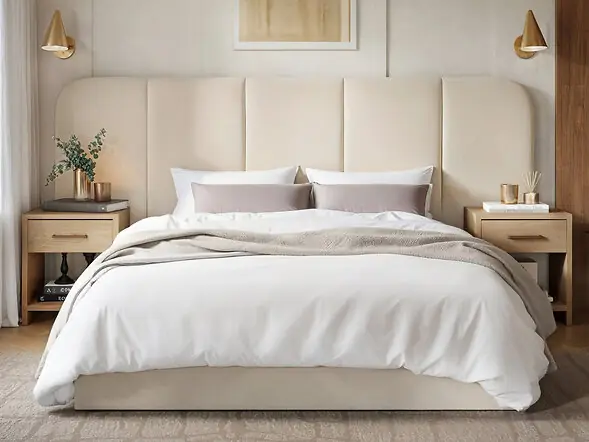 SOLACE+CO Sienna Hotel Ottoman Bed Cream Velvet
