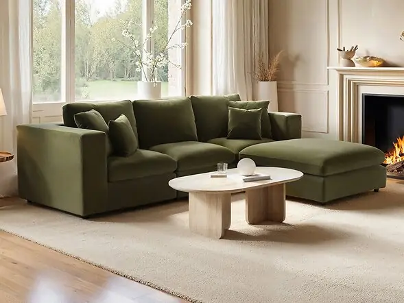SOLACE+CO Asher 4 Seater Sofa with Reversible Footstool