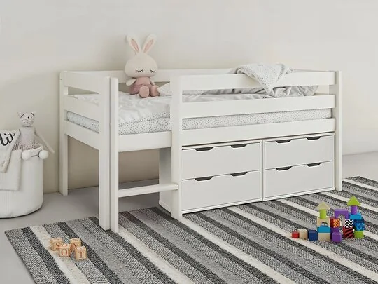 Noomi Shorty Midsleeper with Chest of Drawes White (FSC-Certified)