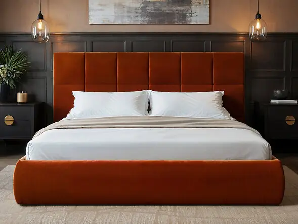 SOLACE+CO Mika Ottoman Bed Burnt Orange Velvet