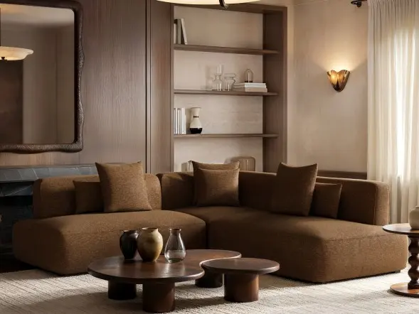 Solace+Co Luna large corner sofa in chenille fabric with deep cushions
