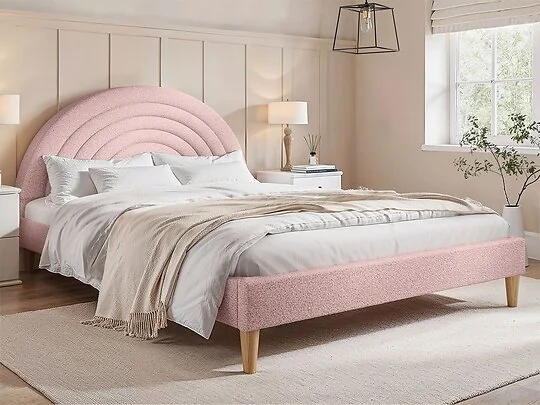 Flair Ava Boucle Double Bed Pink - Double
