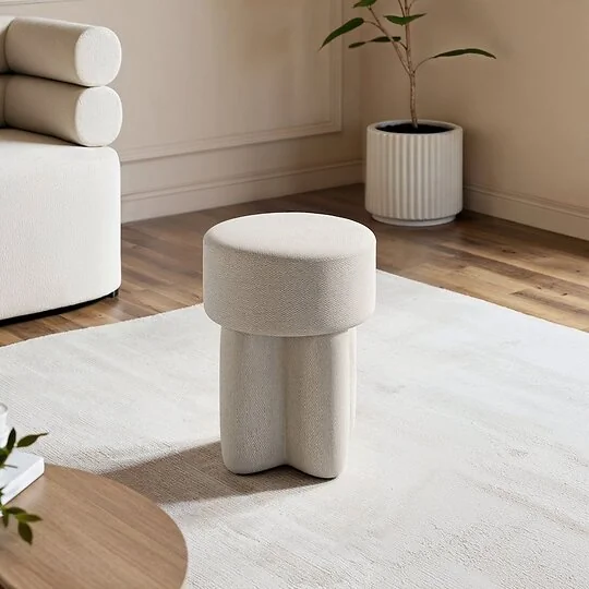 SOLACE+CO Astrid Pouffe Footstool Wave Chenille 