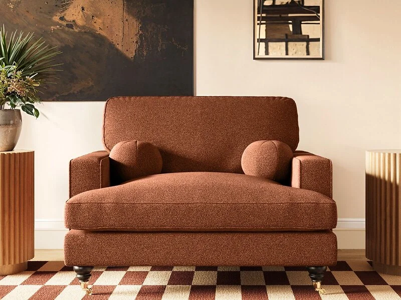 SOLACE+CO Addison Loveseat Footstool Bundle Orange Chenille – view 9