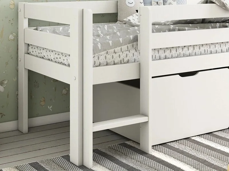 Noomi Solid Wood Shorty Mid Sleeper Bed With Crate Drawer Set White - White – view 4