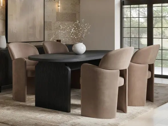 SOLACE+CO Varm & Estella Black Dining Table with Velvet Chairs