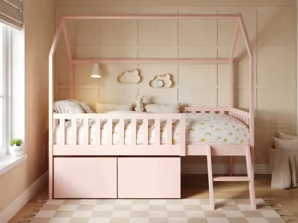 Flair Explorer Single Mid Sleeper House Bed with Toy Box White