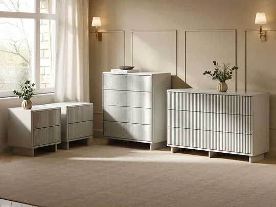SOLACE+CO Velmor 4 Piece Ribbed Bedroom Furniture Set