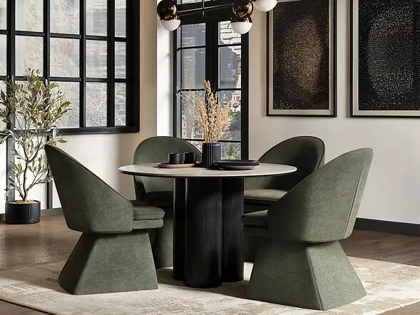 SOLACE+CO Deko Dining Table with Aiko Green Chairs Set of 4