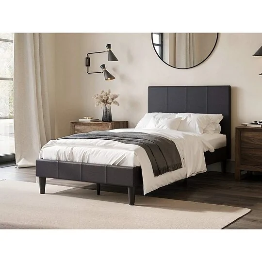 Flair Leto Faux Leather Bed Frame Frame Brown