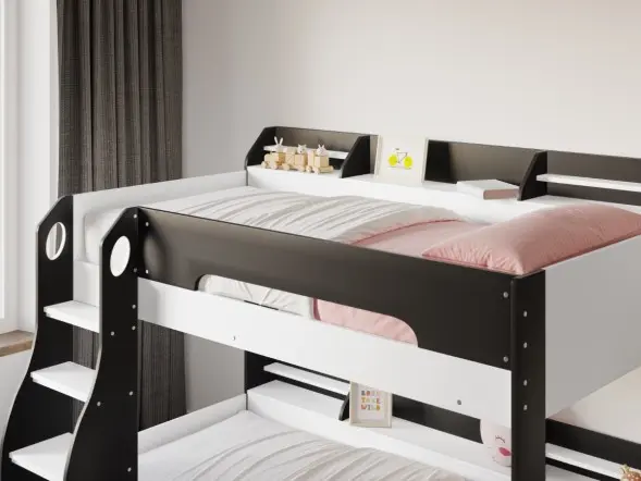 Flair Flick Storage Grey Bunk Bed with Drawer 