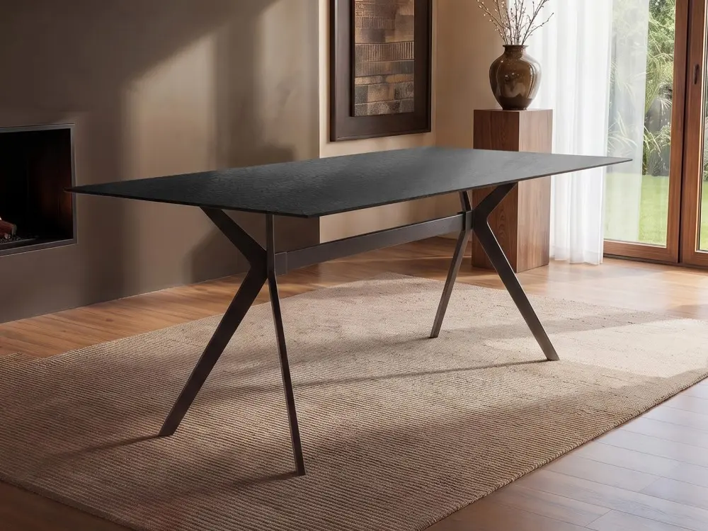 SOLACE+CO Emil 160cm black rectangular glass dining table 
