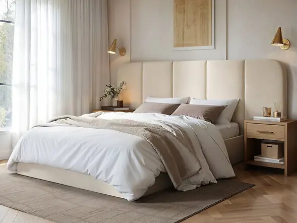 SOLACE+CO Sienna Hotel Ottoman Bed Cream Velvet