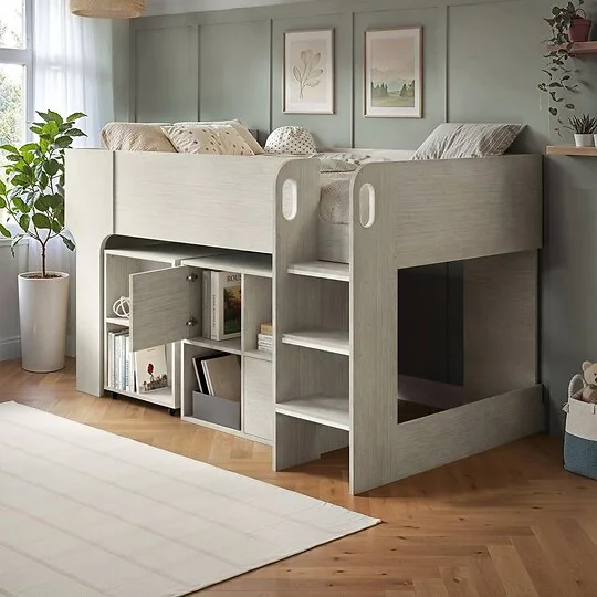 Flair Leo white oak mid sleeper with desk