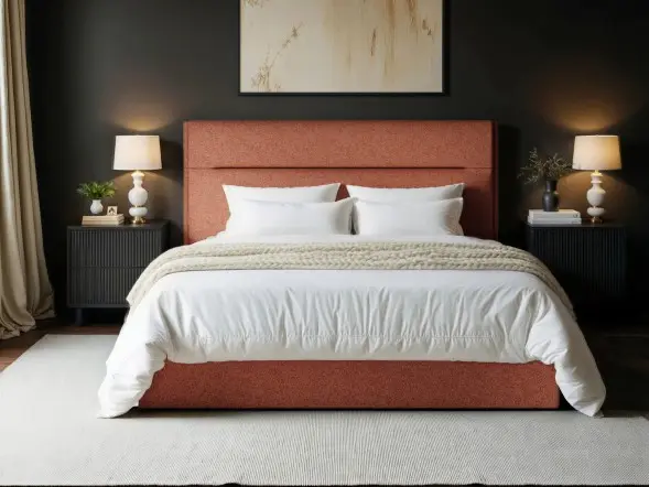 SOLACE+CO Nela Ottoman Bed Woven Fabric Burnt Orange
