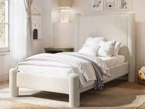 Flair Rayne Single Pillar Bed Beige Boucle
