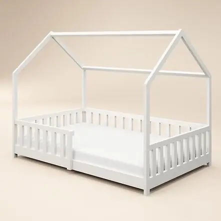 Flair Explorer Small Double Play House Floor Bed White Wooden
