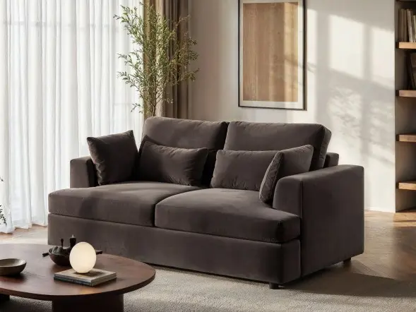 SOLACE+CO Drew 2 Seater Mocha Velvet Sofa