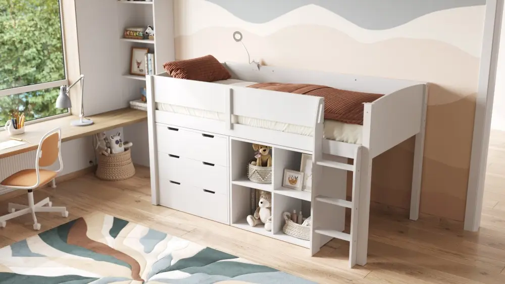 Flair Loop Midsleeper Bed Full Set-White
