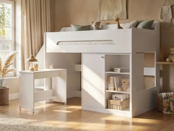 Flair Stepaside Staircase High Sleeper Workstation White