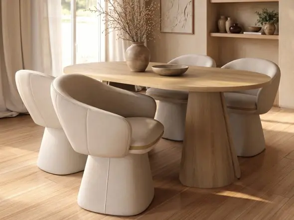 SOLACE+CO Ebony Extendable Dining Set with Sylvia Chairs