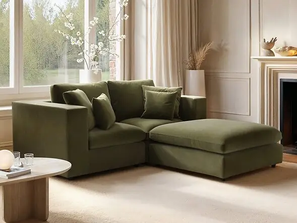 SOLACE+CO Asher 3 Seater Sofa with Reversible Footstool
