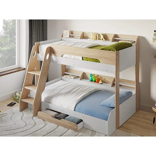 Flair Flick white and oak triple storage bunk bed
