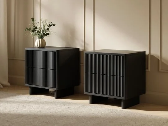 SOLACE+CO Velmor 2 Drawer Ribbed Bedside Tables Set of 2