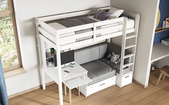 Noomi Eino White Highsleeper With Futon Sofa And Desk (FSC-Certified)
