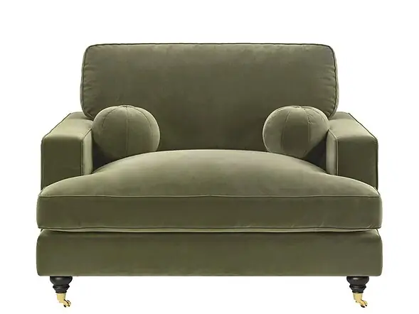 SOLACE+CO Addison Loveseat with Caster Legs Khaki Green Velvet