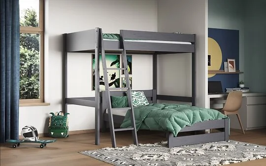 Noomi Tera Small Double Grey High Sleeper With Small Double L Shaped Bed (FSC-Certified)