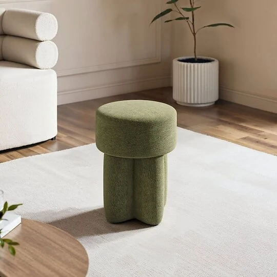 SOLACE+CO Astrid Pouffe Footstool Wave Chenille 