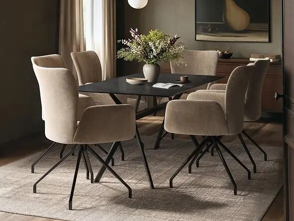 SOLACE+CO Emil Glass Dining Table with Kora Chairs Set