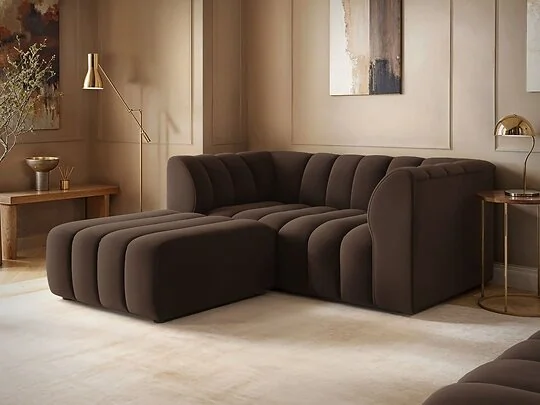 SOLACE+CO Halle Channel Tufted 2 Seater Sofa with Footstool