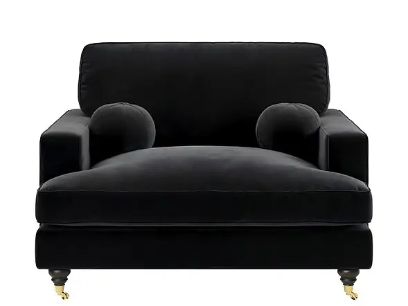 SOLACE+CO Addison Loveseat with Caster Legs Black Velvet