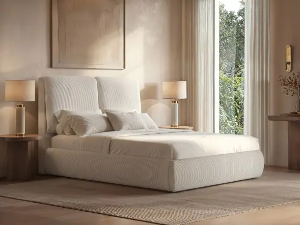 SOLACE+CO Lydia Upholstered Ottoman Storage Bed Cord Fabric