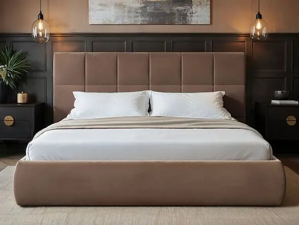 SOLACE+CO Mika Ottoman Bed Chocolate Velvet