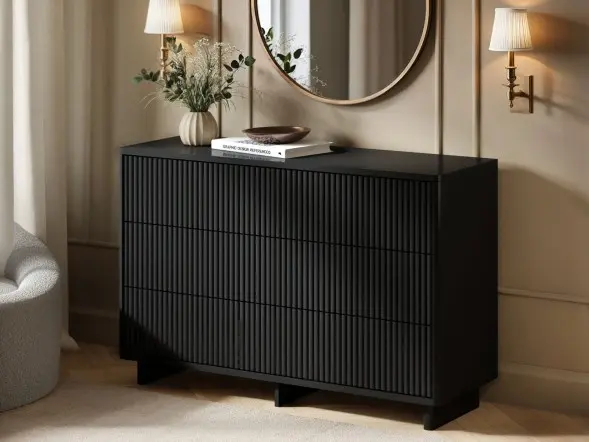 SOLACE+CO Velmor Ribbed Chest of 6 Drawers Black