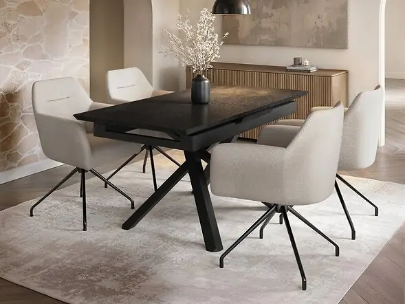 SOLACE+CO Lexi & Isla Dining Set - Extendable Table with 4 Swivel Chairs