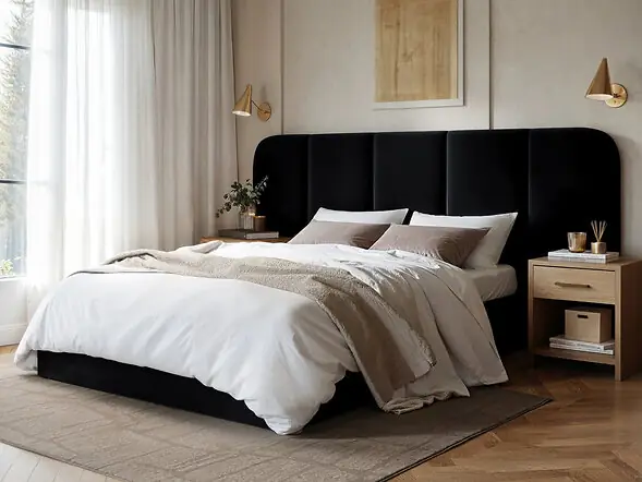 SOLACE+CO Sienna Hotel Ottoman Bed Black Velvet