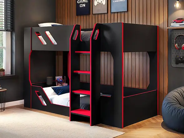 Recoil Shuttle Gaming Bunk Bed Black & Red