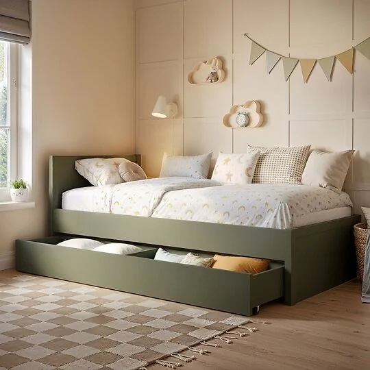 Flair Oli single wooden bed with drawers