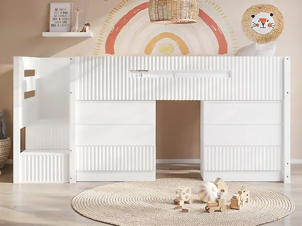 Flair Luca Single Mid Sleeper with 6 Drawers in White and Oak

