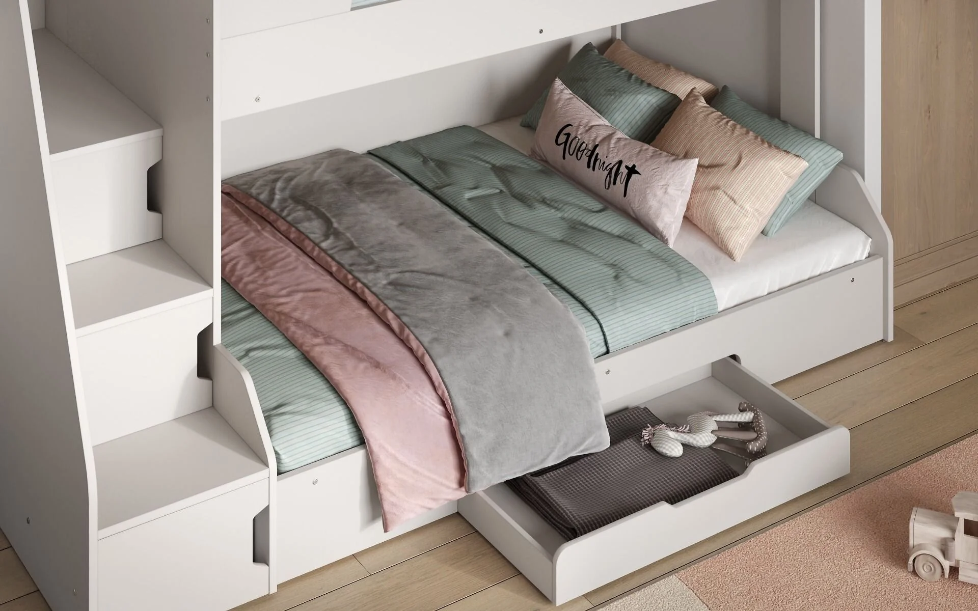 Flair Slick Staircase Triple Bunk Bed White