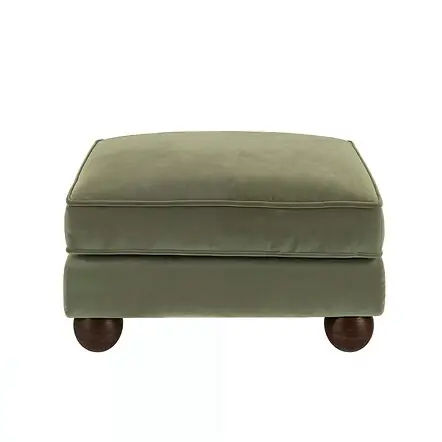 SOLACE+CO Addison Footstool Khaki Green Velvet