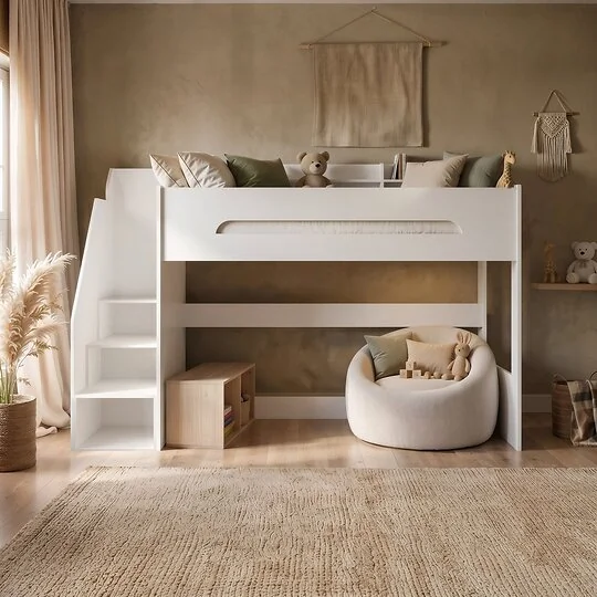 Flair Stepaside white high sleeper bed with staircase